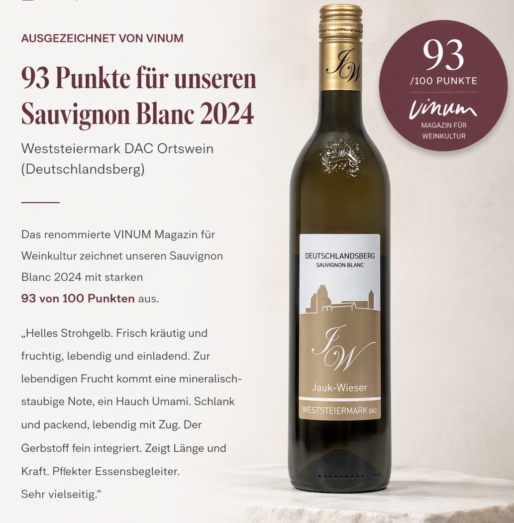 VINUM: 93 Punkte für unseren Sauvignon Blanc 2024